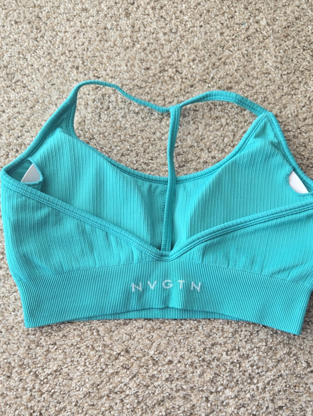 NVGTN Ribbed Racerback Sports Bralette in Teal - Picture 2 of 5